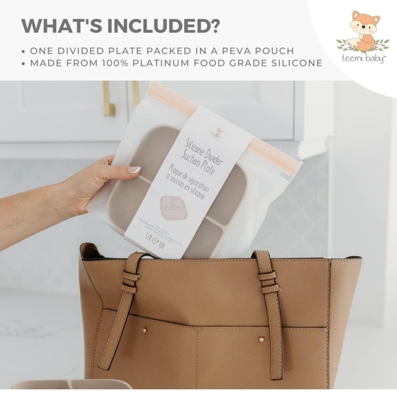 Teemi baby Silicone Divided Suction Plate | BPA-Free Non-Slip Design (Blush) - Picture 2 of 6